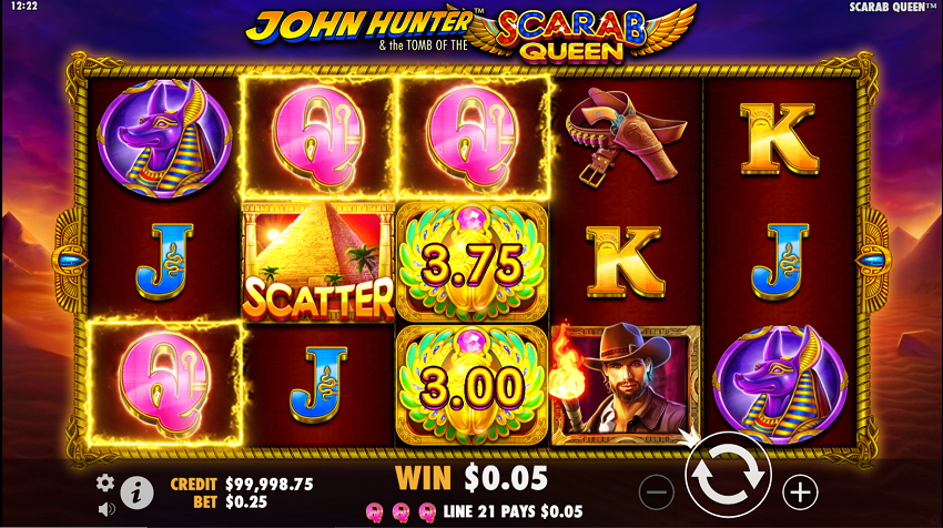 John Hunter and the Tomb of the Scarab Queen slot game won